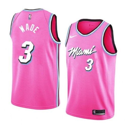 Men's Miami Heat Dwyane Wade #3 Pink 19-20 Swingman Jersey - City Edition Men's Miami Heat Dwyane Wade #3 Pink 19-20 Swingman Jersey - City Edition