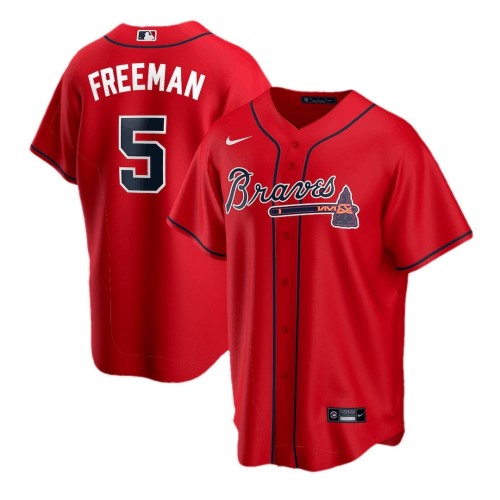Men's Atlanta Braves Freddie Freeman #5 Red 2020 Player Jersey Men's Atlanta Braves Freddie Freeman #5 Red 2020 Player Jersey