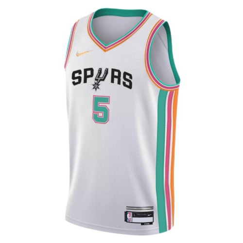 Men's San Antonio Spurs Dejounte Murray #5 Nike White 2021/22 Swingman Jersey - City Edition Men's San Antonio Spurs Dejounte Murray #5 Nike White 2021/22 Swingman Jersey - City Edition