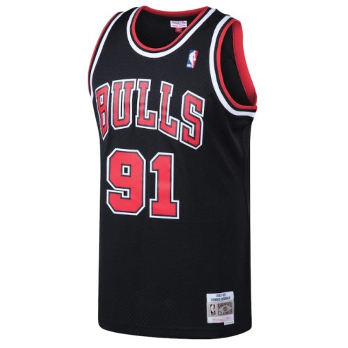 Men's Chicago Bulls Dennis Rodman #91 Throwback Black 97-98 Hardwood Classics Swingman Jersey