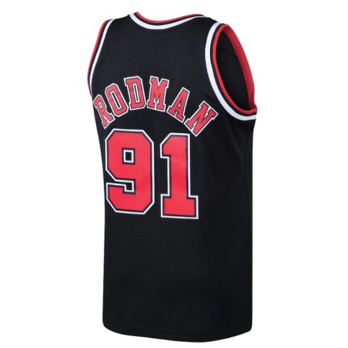 Men's Chicago Bulls Dennis Rodman #91 Throwback Black 97-98 Hardwood Classics Swingman Jersey