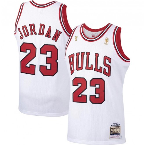Men's Chicago Bulls Michael Jordan #23 Throwback White 1996-97 Hardwood Classics Player Jersey Men's Chicago Bulls Michael Jordan #23 Throwback White 1996-97 Hardwood Classics Player Jersey