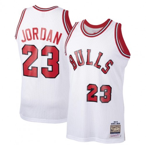 Men's Chicago Bulls Michael Jordan #23 Throwback White 1984-85 Hardwood Classics Player Jersey Men's Chicago Bulls Michael Jordan #23 Throwback White 1984-85 Hardwood Classics Player Jersey