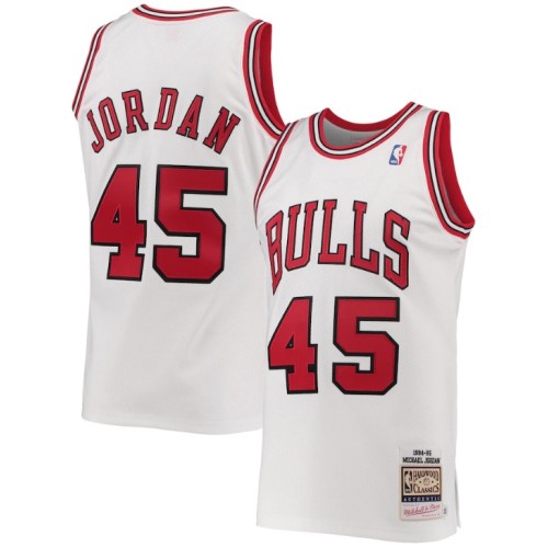 Men's Chicago Bulls Michael Jordan #45 Throwback White 1994-95 Hardwood Classics Player Jersey Men's Chicago Bulls Michael Jordan #45 Throwback White 1994-95 Hardwood Classics Player Jersey
