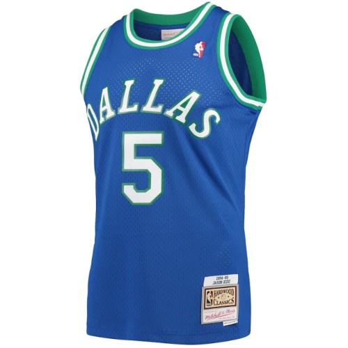 Men's Dallas Mavericks Jason Kidd #5 Throwback Blue 1994-95 Hardwood Classics Jersey