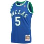 Men's Dallas Mavericks Jason Kidd #5 Throwback Blue 1994-95 Hardwood Classics Jersey