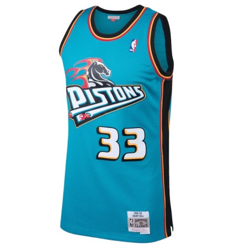 Men's Detroit Pistons Grant Hill #33 Throwback Blue 98-99 Hardwood Classics Swingman Jersey