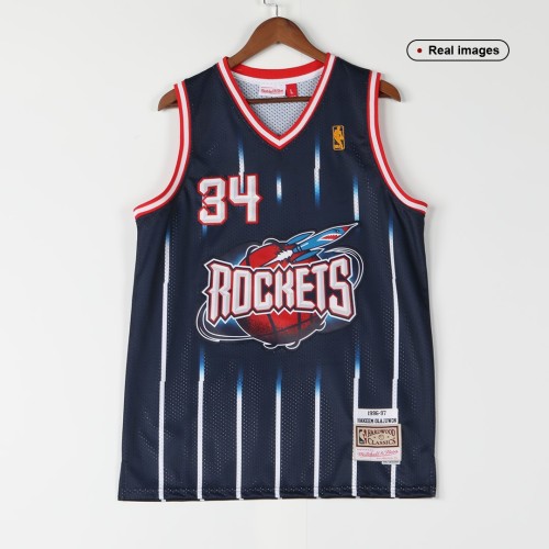 Men's Houston Rockets Hakeem Olajuwon Throwback Navy 1996-97 Hardwood Classics Swingman Jersey Men's Houston Rockets Hakeem Olajuwon Throwback Navy 1996-97 Hardwood Classics Swingman Jersey
