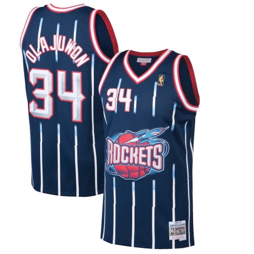 Men's Houston Rockets Hakeem Olajuwon Throwback Navy 1996-97 Hardwood Classics Swingman Jersey Men's Houston Rockets Hakeem Olajuwon Throwback Navy 1996-97 Hardwood Classics Swingman Jersey