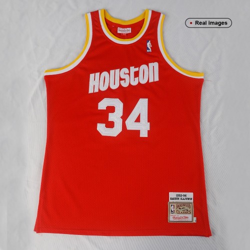 Men's Houston Rockets Hakeem Olajuwon Throwback Red 1993-94 Hardwood Classics Swingman Jersey Men's Houston Rockets Hakeem Olajuwon Throwback Red 1993-94 Hardwood Classics Swingman Jersey
