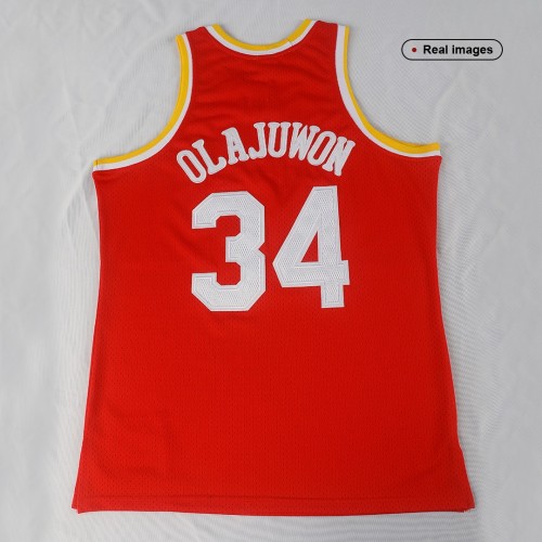 Men's Houston Rockets Hakeem Olajuwon Throwback Red 1993-94 Hardwood Classics Swingman Jersey Men's Houston Rockets Hakeem Olajuwon Throwback Red 1993-94 Hardwood Classics Swingman Jersey