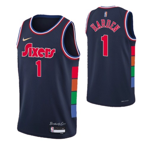 Men's Philadelphia 76ers James Harden #1 Nike Navy 2021/22 Swingman NBA Jersey - City Edition Men's Philadelphia 76ers James Harden #1 Nike Navy 2021/22 Swingman NBA Jersey - City Edition