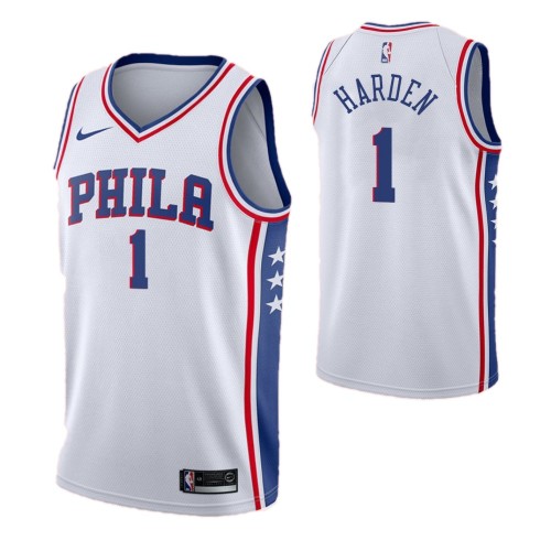 Men's Philadelphia 76ers James Harden #1 Nike White Swingman Jersey - Association Edition Men's Philadelphia 76ers James Harden #1 Nike White Swingman Jersey - Association Edition