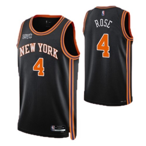 Men's New York Knicks Derrick Rose #4 Nike Black 2021/22 Swingman NBA Jersey - City Edition Men's New York Knicks Derrick Rose #4 Nike Black 2021/22 Swingman NBA Jersey - City Edition