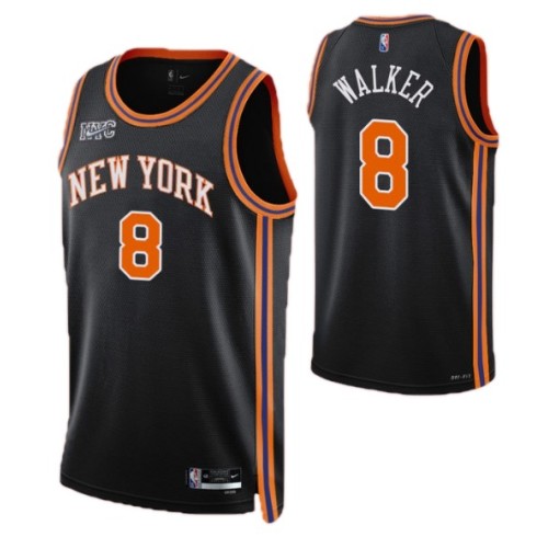 Men's New York Knicks Kemba Walker #8 Nike Black 2021/22 Swingman NBA Jersey - City Edition Men's New York Knicks Kemba Walker #8 Nike Black 2021/22 Swingman NBA Jersey - City Edition
