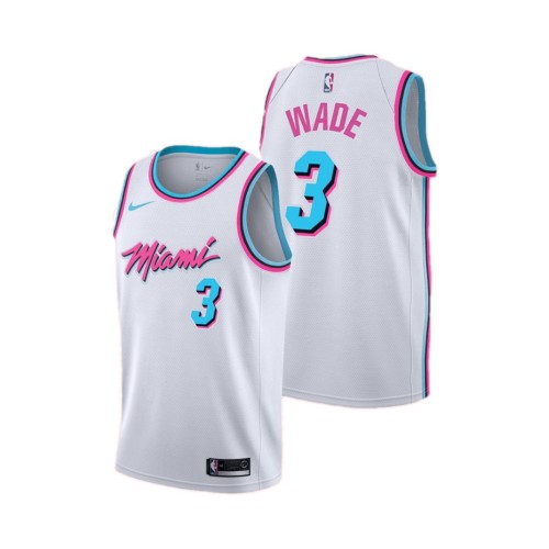 Men's Miami Heat Dwyane Wade #3 White 19-20 Swingman Jersey - City Edition(Round Collar) Men's Miami Heat Dwyane Wade #3 White 19-20 Swingman Jersey - City Edition(Round Collar)