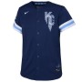 Salvador Perez Kansas City Royals Nike Youth 2022 City Connect Replica Player Jersey - Navy Salvador Perez Kansas City Royals Nike Youth 2022 City Connect Replica Player Jersey - Navy