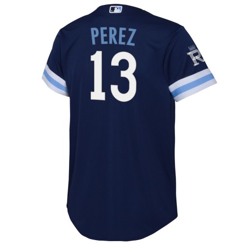 Salvador Perez Kansas City Royals Nike Youth 2022 City Connect Replica Player Jersey - Navy Salvador Perez Kansas City Royals Nike Youth 2022 City Connect Replica Player Jersey - Navy