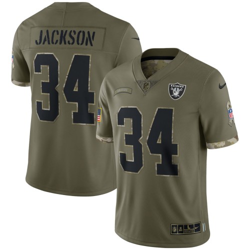 Bo Jackson Las Vegas Raiders 2022 Salute To Service Retired Player Limited Jersey - Olive Bo Jackson Las Vegas Raiders 2022 Salute To Service Retired Player Limited Jersey - Olive