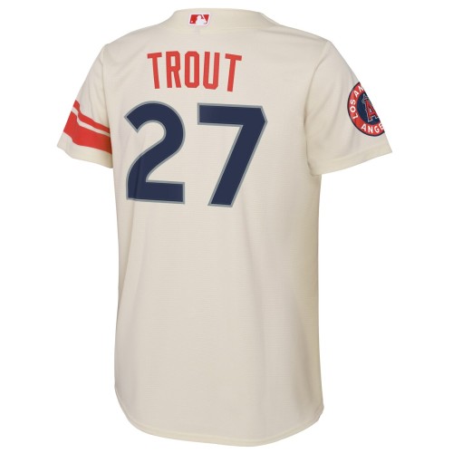 Mike Trout Los Angeles Angels Nike Youth 2022 City Connect Replica Player Jersey - Cream Mike Trout Los Angeles Angels Nike Youth 2022 City Connect Replica Player Jersey - Cream