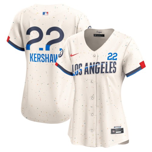 Clayton Kershaw Los Angeles Dodgers Nike Women's 2024 City Connect Limited Player Jersey - Cream Clayton Kershaw Los Angeles Dodgers Nike Women's 2024 City Connect Limited Player Jersey - Cream