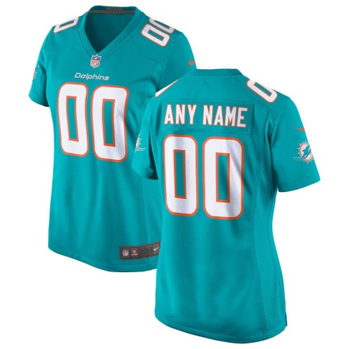 Miami Dolphins Nike Women's Custom Game Jersey - Aqua Miami Dolphins Nike Women's Custom Game Jersey - Aqua