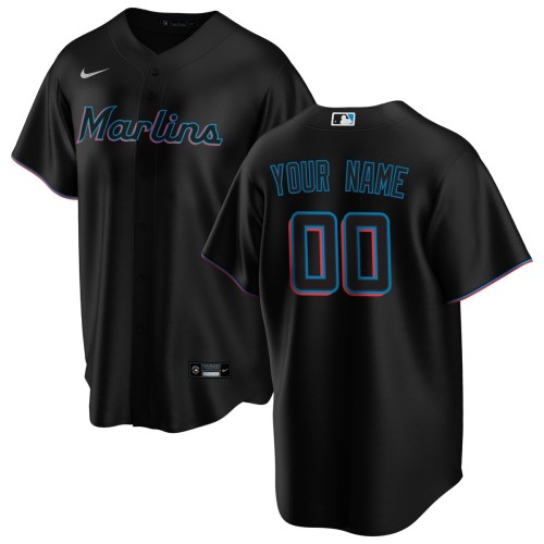 Miami Marlins Nike Alternate Replica Custom Jersey - Black Miami Marlins Nike Alternate Replica Custom Jersey - Black