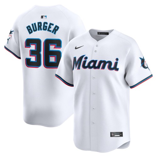 Jake Burger Miami Marlins Nike Home Limited Player Jersey - White Jake Burger Miami Marlins Nike Home Limited Player Jersey - White