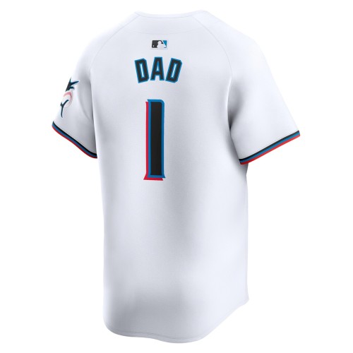 Miami Marlins Nike #1 Dad Home Limited Jersey - White Miami Marlins Nike #1 Dad Home Limited Jersey - White