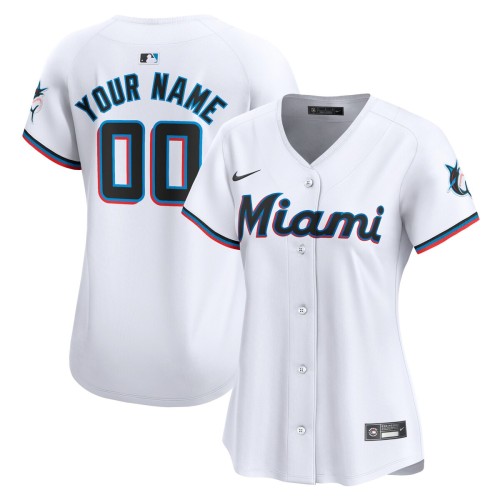 Miami Marlins Nike Women's Home Limited Custom Jersey - White Miami Marlins Nike Women's Home Limited Custom Jersey - White