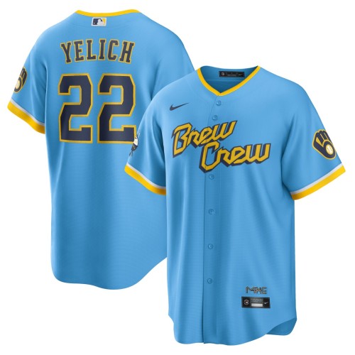 Christian Yelich Milwaukee Brewers Nike 2022 City Connect Replica Player Jersey - Powder Blue Christian Yelich Milwaukee Brewers Nike 2022 City Connect Replica Player Jersey - Powder Blue
