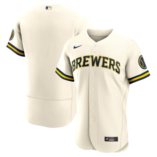 Milwaukee Brewers Nike Home Authentic Team Logo Jersey - Cream Milwaukee Brewers Nike Home Authentic Team Logo Jersey - Cream