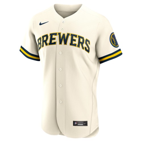 Milwaukee Brewers Nike Home Authentic Team Logo Jersey - Cream Milwaukee Brewers Nike Home Authentic Team Logo Jersey - Cream