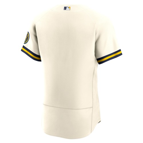 Milwaukee Brewers Nike Home Authentic Team Logo Jersey - Cream Milwaukee Brewers Nike Home Authentic Team Logo Jersey - Cream