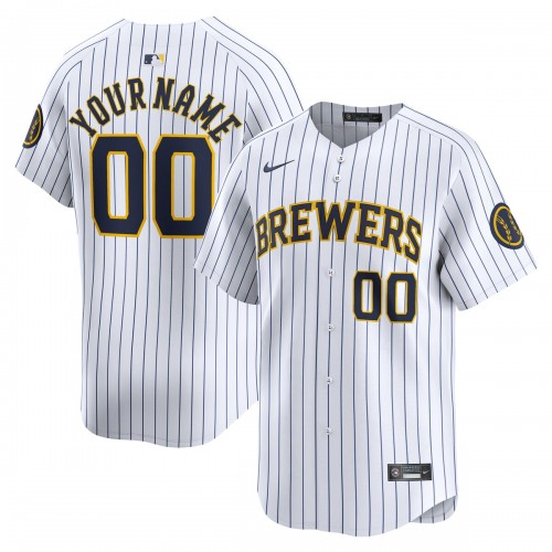 Milwaukee Brewers Nike Alternate Limited Custom Jersey – White Milwaukee Brewers Nike Alternate Limited Custom Jersey – White