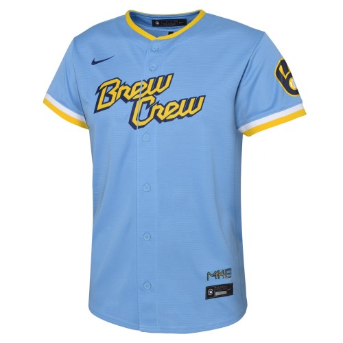 Christian Yelich Milwaukee Brewers Nike Youth 2022 City Connect Replica Player Jersey - Powder Blue Christian Yelich Milwaukee Brewers Nike Youth 2022 City Connect Replica Player Jersey - Powder Blue