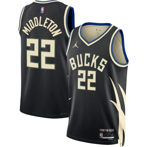Khris Middleton Milwaukee Bucks Jordan Brand 2022/23 Statement Edition Swingman Jersey - Black Khris Middleton Milwaukee Bucks Jordan Brand 2022/23 Statement Edition Swingman Jersey - Black