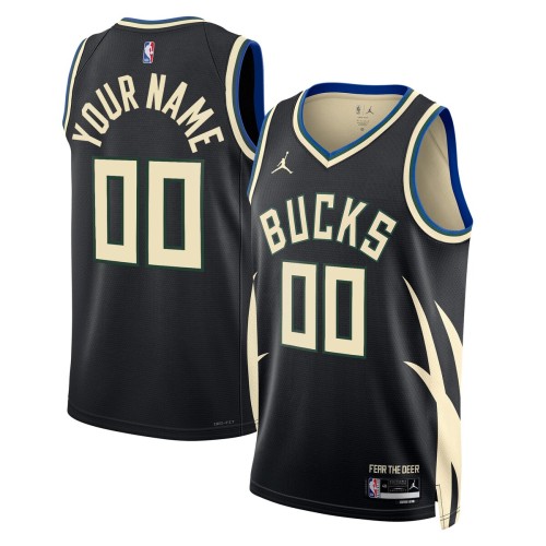Milwaukee Bucks Jordan Brand Unisex 2022/23 Swingman Custom Jersey - Statement Edition - Black Milwaukee Bucks Jordan Brand Unisex 2022/23 Swingman Custom Jersey - Statement Edition - Black