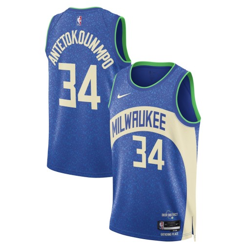 Giannis Antetokounmpo Milwaukee Bucks Nike Unisex 2023/24 Swingman Jersey - Blue - City Edition Giannis Antetokounmpo Milwaukee Bucks Nike Unisex 2023/24 Swingman Jersey - Blue - City Edition