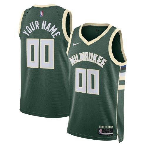 Milwaukee Bucks Nike Unisex 2022/23 Swingman Custom Jersey Hunter Green - Icon Edition Milwaukee Bucks Nike Unisex 2022/23 Swingman Custom Jersey Hunter Green - Icon Edition