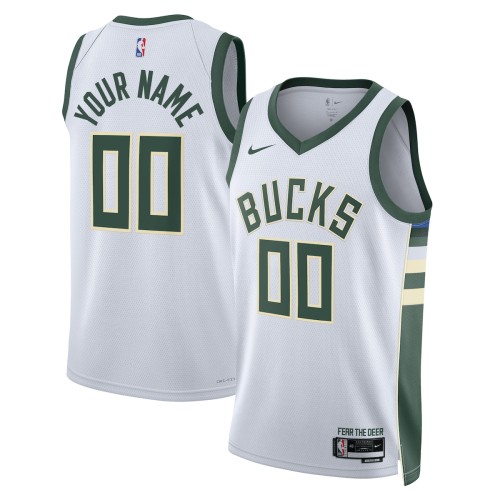 Milwaukee Bucks Nike Unisex 2022/23 Swingman Custom Jersey White - Association Edition Milwaukee Bucks Nike Unisex 2022/23 Swingman Custom Jersey White - Association Edition