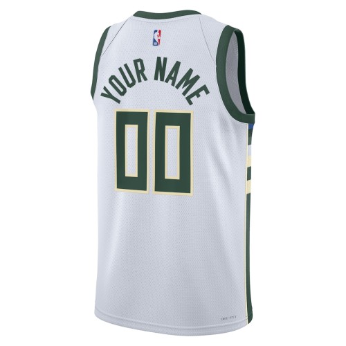 Milwaukee Bucks Nike Unisex 2022/23 Swingman Custom Jersey White - Association Edition Milwaukee Bucks Nike Unisex 2022/23 Swingman Custom Jersey White - Association Edition