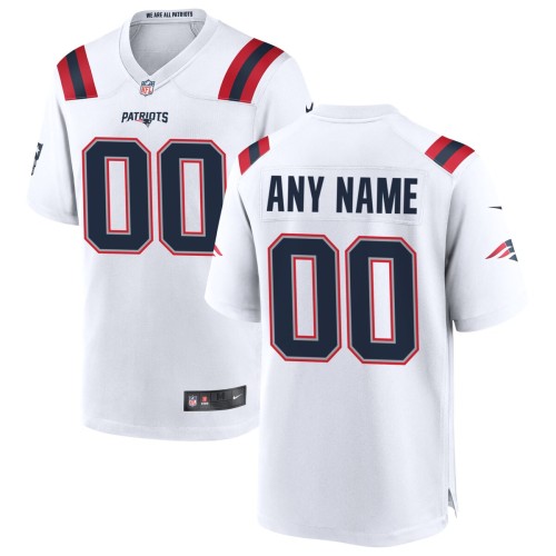 New England Patriots Nike Custom Game Jersey - White New England Patriots Nike Custom Game Jersey - White