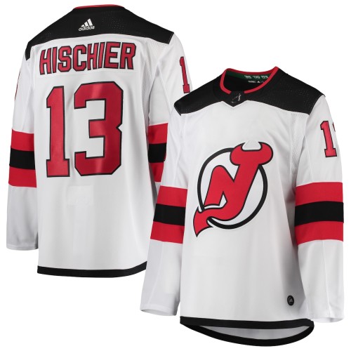 Nico Hischier New Jersey Devils adidas Away Authentic Player Jersey - White Nico Hischier New Jersey Devils adidas Away Authentic Player Jersey - White