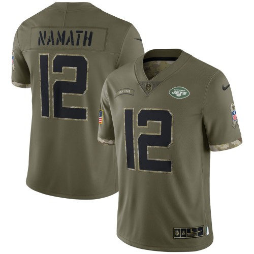 Joe Namath New York Jets 2022 Salute To Service Retired Player Limited Jersey - Olive Joe Namath New York Jets 2022 Salute To Service Retired Player Limited Jersey - Olive