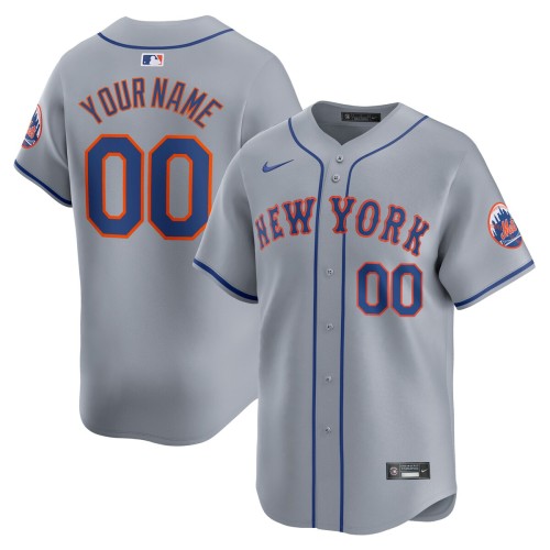 New York Mets Nike Away Limited Custom Jersey - Gray New York Mets Nike Away Limited Custom Jersey - Gray