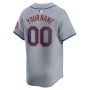 New York Mets Nike Away Limited Custom Jersey - Gray New York Mets Nike Away Limited Custom Jersey - Gray