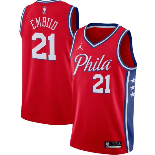Joel Embiid Philadelphia 76ers Jordan Brand 2020/21 Swingman Jersey - Statement Edition - Red Joel Embiid Philadelphia 76ers Jordan Brand 2020/21 Swingman Jersey - Statement Edition - Red
