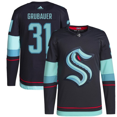 Philipp Grubauer Seattle Kraken adidas Home Authentic Primegreen Player Jersey - Navy Philipp Grubauer Seattle Kraken adidas Home Authentic Primegreen Player Jersey - Navy
