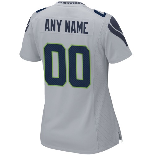 Seattle Seahawks Nike Women's Alternate Custom Game Jersey - Gray Seattle Seahawks Nike Women's Alternate Custom Game Jersey - Gray